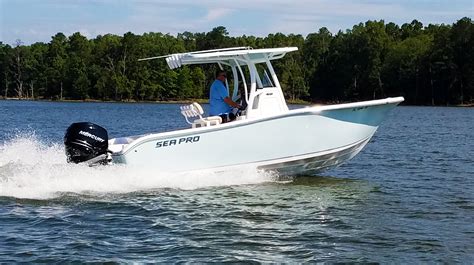 Sea pro boats - Citation 2400 by Sea Pro. Specifications. Length 23’ 8”. Beam 8’6”. Draft 2’ 6”. Deadrise @ Transom 16°. Fuel 70 gal. Weight 4,200 lbs. 